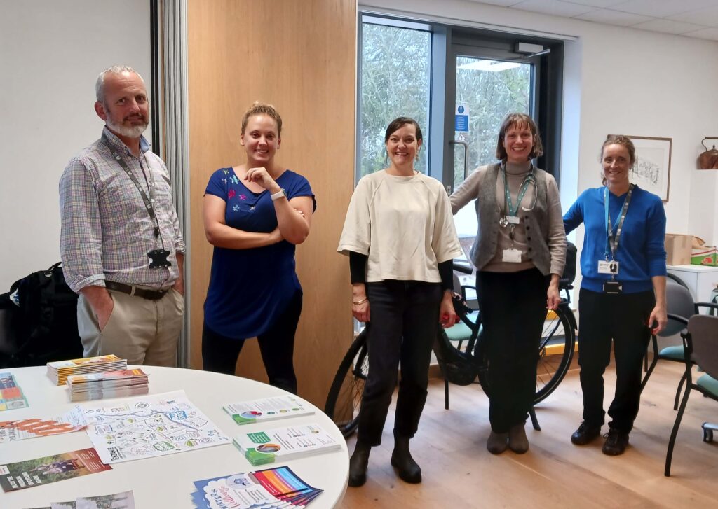 People standing in a health setting; part of a health creation network.