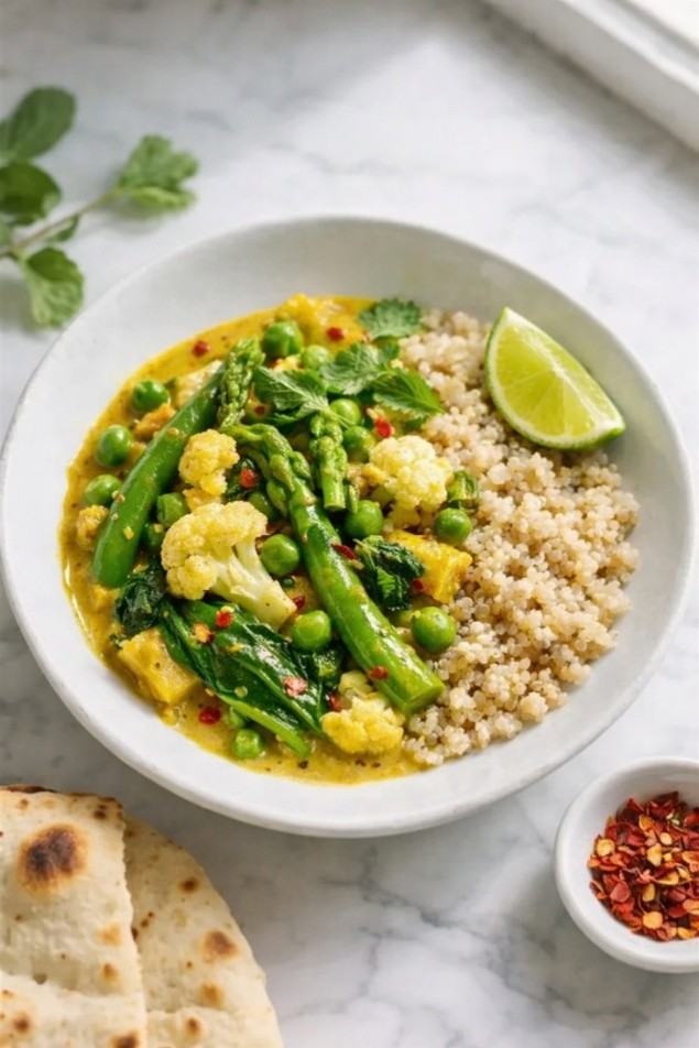 Spring vegetable and coconut curry - WellFed recipe