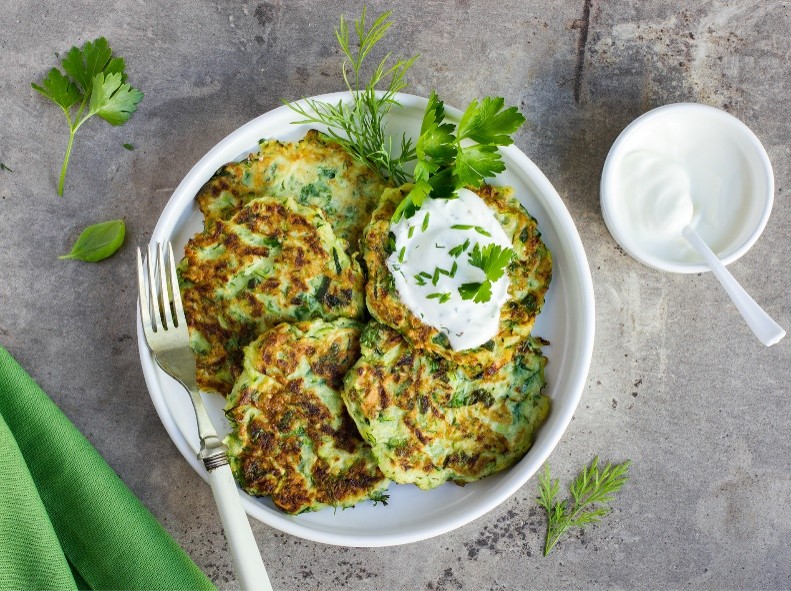 Courgette, pea and feta fritters - Cornwall Food Foundation recipe